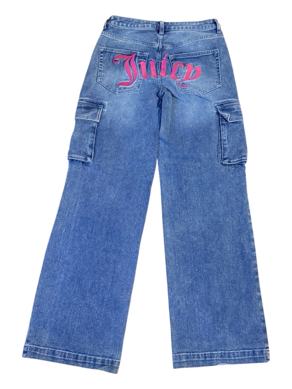 Juicy Couture Y2K BWide-Leg Cargo Jeans with Pink Back Logo